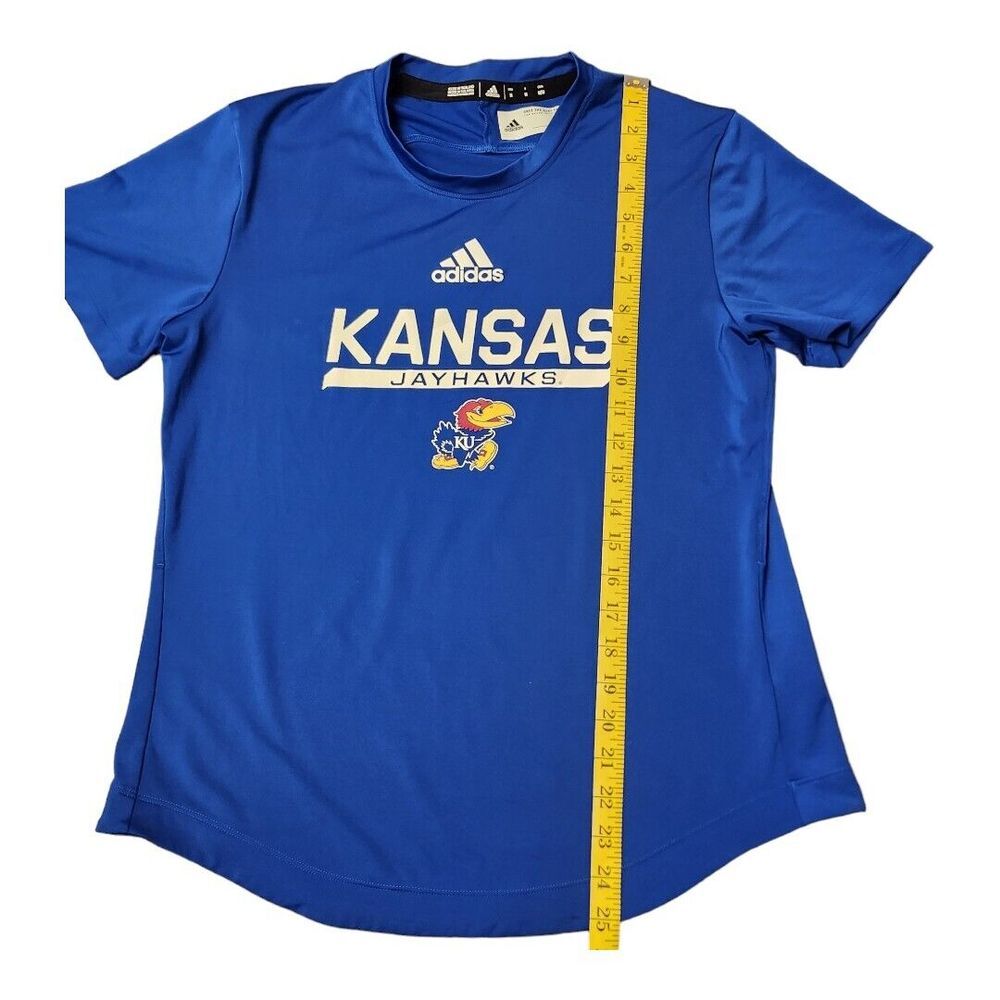 NWOT Kansas Jayhawks Tee Woman Medium Adidas College Performance Training Blue - Picture 6 of 10